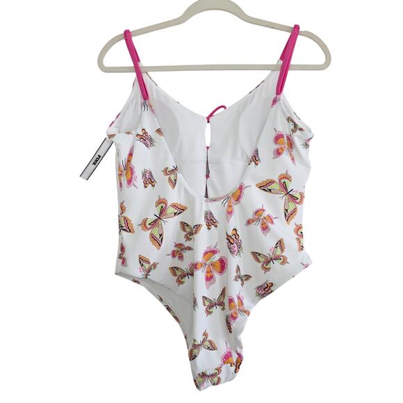 Victoria's Secret White & Pink Butterfly Print One Piece Swimsuit w Bows Large - Picture 5 of 9